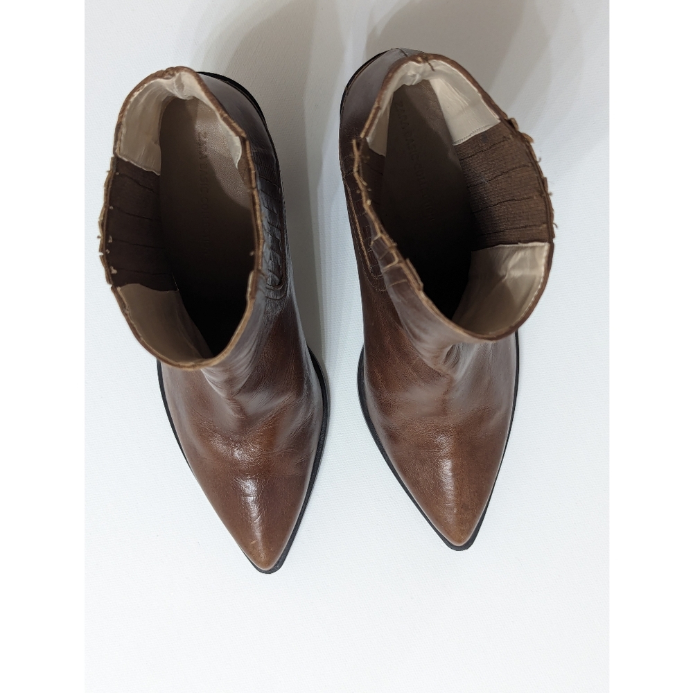 ZARA Brown Leather Ankle Boots Women's Size 6 - Picture 7 of 16